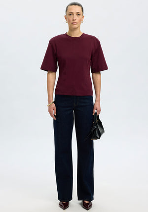 Selected Femme Mesa Dart Detail T-Shirt, Wine