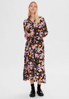 Selected Femme Irene Ankle Length Patterned Shirt Dress, Black