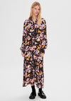 Selected Femme Irene Ankle Length Patterned Shirt Dress, Black