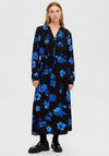 Selected Femme Katrina Floral Print Maxi Dress, Blue & Black