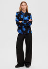 Selected Femme Katrina Floral Print Blouse, Blue & Black