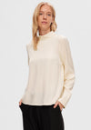 Selected Femme Ivy Satin Blouse, Birch