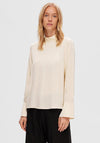 Selected Femme Ivy Satin Blouse, Birch