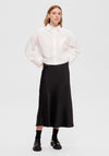 Selected Femme Lena Satin Midi Skirt, Black