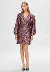 Selected Femme Paula Floral Embossed Mini Dress, Pink Lavender
