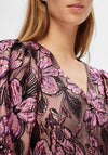 Selected Femme Paula Floral Embossed Mini Dress, Pink Lavender