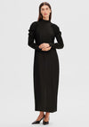 Selected Femme Nora Ruched Shoulder Detail Long Dress, Black