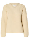 Selected Femme Selma V-Neck Knitted Sweater, Birch