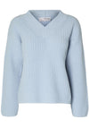 Selected Femme Selma V-Neck Knitted Sweater, Cashmere Blue