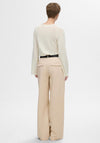 Selected Femme Iben Wide Leg Trousers, Beige