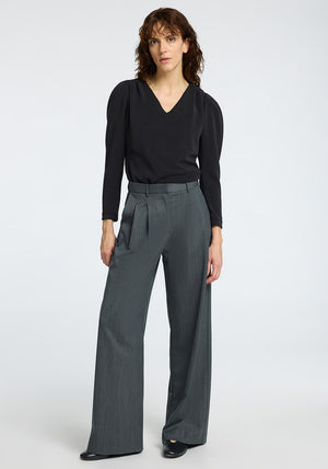 Selected Femme Fenja V Neck Top, Black