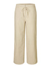 Selected Femme Johanne High Waisted Striped Belted Long Trousers, Off-White