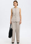 Selected Femme Vilka Pin Stripe Tailored Waistcoat, Light Grey