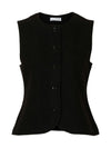 Selected Femme Darla Knitted Button Up Vest, Black