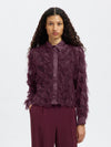 Selected Femme Myline Long Sleeve Fluffy Cropped Shirt, Purple