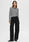 Selected Femme Essential Striped Long Sleeve T-Shirt, Black