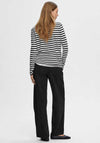 Selected Femme Essential Striped Long Sleeve T-Shirt, Black