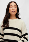 Selected Femme Bloomie Striped Knit Sweater, Snow White