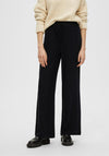 Selected Femme Viva Guila Wide Leg Linen Trousers, Black