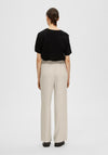 Selected Femme Viva Guila Wide Leg Linen Trousers, Sandshell