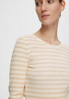 Selected Femme Anna Crew Neck Stripe T-Shirt, Oatmeal