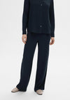 Selected Femme Viva Guila Wide Leg Linen Trousers, Dark Sapphire
