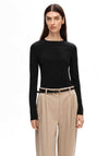Selected Femme Cora Round Neck Top, Black