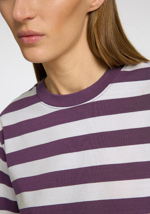 Selected Femme Essential Striped Boxy T Shirt, Purple and White