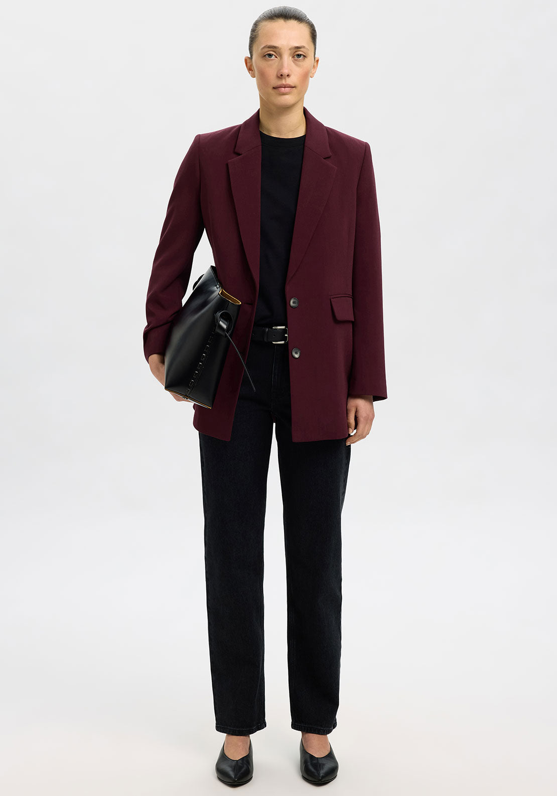 Selected Femme Frita Oversized Blazer, Wine