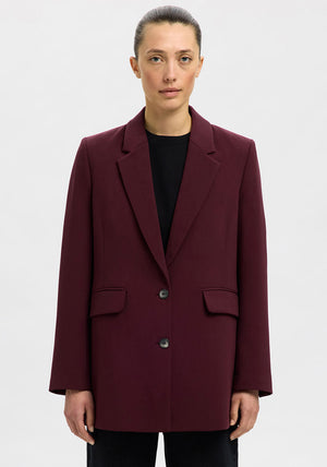 Selected Femme Frita Oversized Blazer, Wine