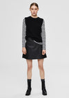 Selected Femme Striped Long Sleeve T-Shirt, Black & Snow White