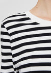 Selected Femme Striped Long Sleeve T-Shirt, Black & Snow White
