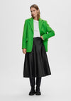 Selected Femme Rillo High Rise Leather Midi Skirt, Black