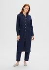 Selected Femme Dagmar Midi Denim Shirt Dress, Dark Blue Denim