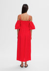 Selected Femme Anelli Off Shoulder Dress, Flame Scarlett