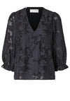 Selected Femme Cathi Floral Embossed Blouse, Dark Sapphire