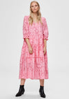 Selected Femme Sadie V Neck Midi Smock Dress, Pink