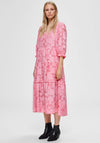 Selected Femme Sadie V Neck Midi Smock Dress, Pink