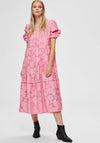 Selected Femme Sadie V Neck Midi Smock Dress, Pink