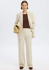 Selected Femme Rita Wide Leg Trousers, Beige