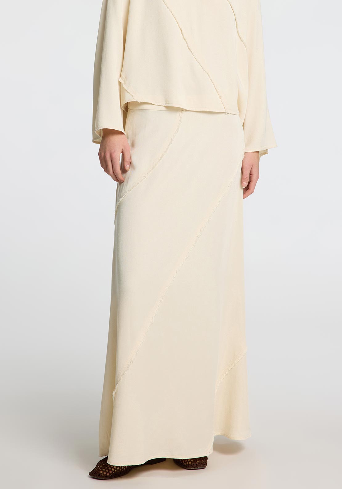 Selected Femme Fivana Fringe Detail Skirt, Cream