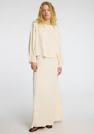 Selected Femme Fivana Fringe Detail Skirt, Cream