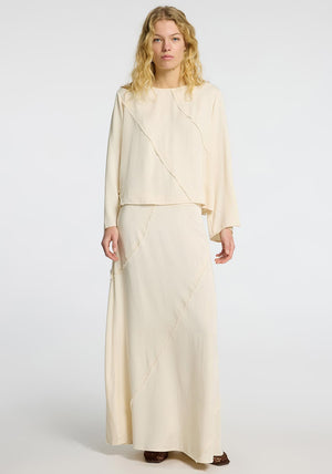 Selected Femme Fivana Fringe Detail Skirt, Cream