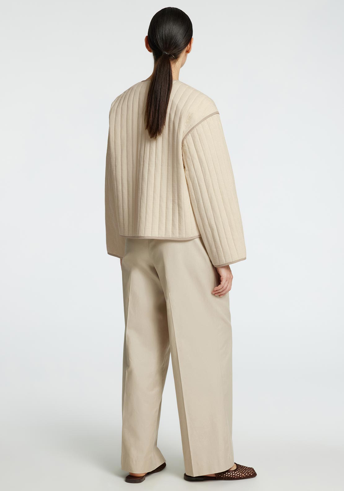 Selected Femme Linn Quilted Jacket, Cream