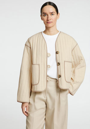 Selected Femme Linn Quilted Jacket, Cream