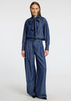 Selected Femme Janna Pleated Chambray Trousers, Dark Blue