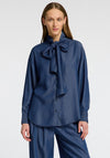 Selected Femme Janna Bow Chambray Blouse, Dark Blue