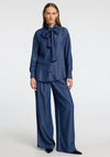 Selected Femme Janna Bow Chambray Blouse, Dark Blue