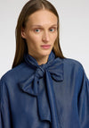 Selected Femme Janna Bow Chambray Blouse, Dark Blue