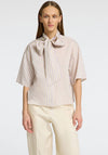 Selected Femme Lana Juno Striped Bow Shirt, Cream